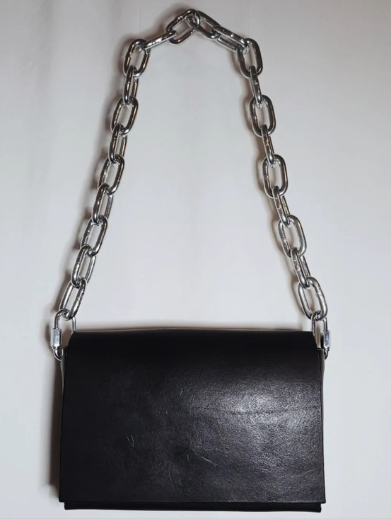 Wretched Darlings Handbags - Black Leather Gothic Industrial Chain Link Handbag Purse